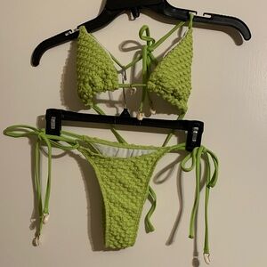 Vibrant Green Textured Bikini